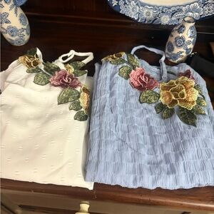 SHEIN Curve White top 2x blue top 3x